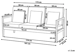Beliani Meble ogrodowe brązowe - stół + 2 ławki + fotel + leżak - PATAJA brązowy - Leżaki ogrodowe - miniaturka - grafika 8