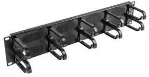 Lanberg Organizer kabli AK-1204-B 19" 2U z 5 uchwytami panel szczotkowany - typ B czarny AK-1204-B - Szafy rack - miniaturka - grafika 2