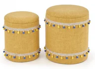 Pufy i podnóżki - HALMAR Zestaw 2 puf żółte GRADO z funkcją przechowywania - miniaturka - grafika 1