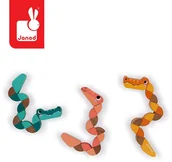 Układanki dla dzieci - Janod Drewniana elastyczna układanka Wąż + Krokodyl Pocket 2+, opakowanie zbiorcze 12 sztuk (3 rodzaje), solution-bc-7379-0 - miniaturka - grafika 1