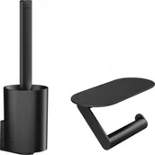 Stojaki i wieszaki na papier toaletowy - HANSGROHE HANSGROHE 27969670 WallStoris Zestaw toaletowy czarny matowy - miniaturka - grafika 1