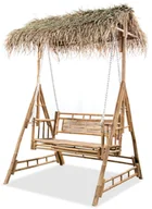 Huśtawki - vidaXL 2-osobowa huśtawka ogrodowa z bambusa i liści palmy, 202 cm - miniaturka - grafika 1