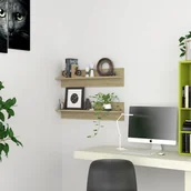 Półki do salonu - vidaXL vidaXL Półki ścienne, 2 szt., dąb sonoma, 80x11,5x18 cm, płyta - miniaturka - grafika 1