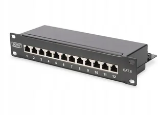 Digitus Patch panel 10" 12 portów, kat.6, S/FTP, 1U, wspornik kablowy, czarny (kompletny) DN-91612S - Panele krosownicze - miniaturka - grafika 4