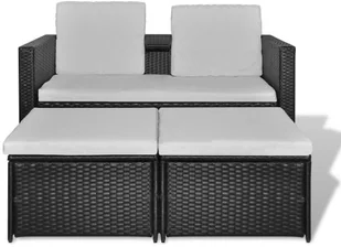 vidaXL 4-cz. zestaw wypoczynkowy do ogrodu, poduszki, rattan PE czarny 40737 - Meble ogrodowe - miniaturka - grafika 3