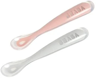 Beaba Zestaw łyżeczek silikonowych 4 m+ Old Pink, 2 szt. solution-bc-6068-0 - Sztućce dla dzieci - miniaturka - grafika 7