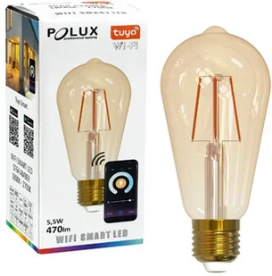 Polux Żarówka E27 Amber 470lm 5,5W 1800K-2700K wifi Tuya 313829 SANICO 313829 - Żarówki LED - miniaturka - grafika 2