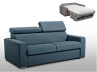 Sofy i kanapy - Vente-Unique 3-osobowa kanapa z ekspresowym mechanizmem rozkładania z tkaniny VIZIR - Kolor: niebieski - Miejsce do spania: 140 cm - Materac 14 cm - miniaturka - grafika 1