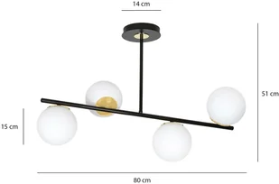 EULUNA Lampa sufitowa Kiba, czarna/złota, 4-punktowa - Lampy sufitowe - miniaturka - grafika 4