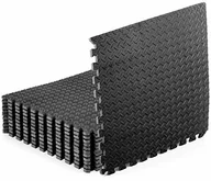 Maty do ćwiczeń - ProsourceFit ProsourceFit Puzzle mata do ćwiczeń ", pianka EVA płytki ochronne do sprzętu gimnastycznego i poduszki do ćwiczeń, czarna 48 stóp kwadratowych, 1/2 cala czarna 2-pak - miniaturka - grafika 1