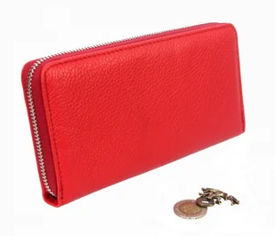 Jennifer Jones Portfel Damski Skóra Naturalna Matowy Duży Z Metalowym Suwakiem Piórnik JJ5233 - Portfele - miniaturka - grafika 3