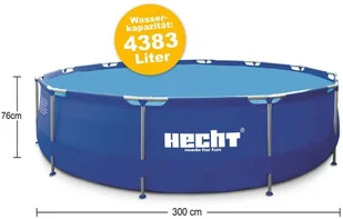 HECHT CZECHY 3476 BASEN STELAŻOWY OGRODOWY RODZINNY NAZIEMNY 4383 Litrów 300 x 76 CM BLUESEA- EWIMAX OFICJALNY DYSTRYBUTOR - AUTORYZOWANY DEALER 3476 BLUESEA BASEN RODZINNY OGRODOWY NAZIEMN - Baseny ogrodowe - miniaturka - grafika 2