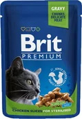 Mokra karma dla kotów - Brit Premium Cat Pouches Chicken Slices for Sterilised 24 x 100g - miniaturka - grafika 1