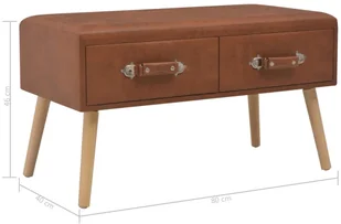 vidaXL Ławka z szufladami, 80 cm, brązowa, sztuczna skóra vidaXL - Ławki do przedpokoju - miniaturka - grafika 9
