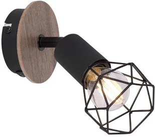 Globo Lighting Xara I kinkiet 1x40W czarny/drewno 54802S-1H - Lampy ścienne - miniaturka - grafika 2