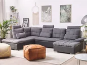 Narożniki - Beliani Narożnik rozkładany z pojemnikiem szary HALDEN - miniaturka - grafika 1