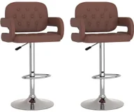 Taborety i hokery - vidaXL Stołki barowe, 2 szt., brązowe, sztuczna skóra - miniaturka - grafika 1