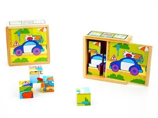 Brimarex KLOCKI DREWNIANE W SKRZYNCE UKŁADANKA POJAZDY - Klocki - miniaturka - grafika 7
