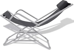 vidaXL Leżak rozkładany, 2 szt, kolor czarny, stal, 69 x 61 94 cm - Leżaki ogrodowe - miniaturka - grafika 3