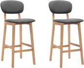 Taborety i hokery - vidaXL Krzesła barowe, 2 szt., jasnoszare, tapicerowane tkaniną - miniaturka - grafika 1