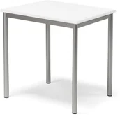 Meble do szkół i przedszkoli - AJ Produkty Stół SONITUS, 700x600x720 mm, laminat biały, szary aluminium - miniaturka - grafika 1