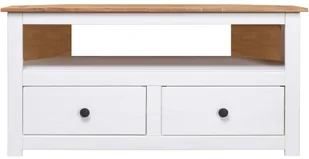 vidaXL Narożna szafka pod TV, biała, 93x55x49 cm, sosna, seria Panama - Szafki RTV - miniaturka - grafika 2