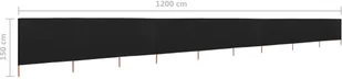 vidaXL Parawan 9-skrzydłowy z tkaniny, 1200x120 cm, czarny vidaXL - Pawilony ogrodowe - miniaturka - grafika 6