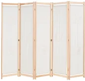 Parawany - vidaXL Parawan 5-panelowy, kremowy, 200 x 170 x 4 cm, tkanina vidaXL - miniaturka - grafika 1