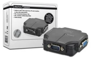 DIGITUS Professional Splitter VGA Professional DS-41100 2 Porty indywidualne wyłączanie z diodą LED statusu metalowa obudowa 2048 x 1536 px czarny - Złącza, przejściówki, adaptery - miniaturka - grafika 2