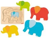 Układanki dla dzieci - Goki Układanka warstwowa Słonik 57450 - miniaturka - grafika 1