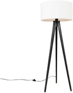 Lampy stojące - QAZQA Lampa podłogowa statyw czarny z kloszem biały 50 cm - Tripod Classic - miniaturka - grafika 1