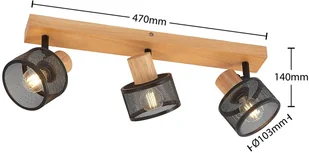 Lindby Evinora reflektor sufitowy z drewna, 3-pkt. - Lampy sufitowe - miniaturka - grafika 2