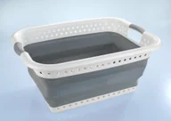 Kosze na bieliznę - Wenko Funkcjonalny kosz na pranie praktyczna składana konstrukcja kolor biało-szary dwa uchwyty ułatwiające przenoszenie marka 62130500 - miniaturka - grafika 1