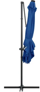 vidaXL Parasol wiszący z LED i stalowym słupkiem, 250x250 cm, lazurowy vidaXL - Parasole ogrodowe - miniaturka - grafika 6