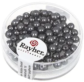 Zabawki kreatywne - Rayher 14400572  renesansowe szklane perły, 4 MM , puszka 85 sztuk, antracyt 14-400-572 - miniaturka - grafika 1