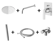 Zestawy prysznicowe - Kohlman Experience Zestaw prysznicowy podtynkowy z deszczownicą okrągłą 25 cm i słuchawką chrom QW210ER25 - miniaturka - grafika 1