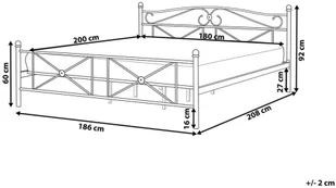 Beliani Łóżko czarne 180 x 200 cm metalowe ze stelażem RODEZ - Łóżka - miniaturka - grafika 8