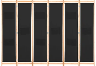 vidaXL Parawan 6-panelowy, czarny, 240 x 170 x 4 cm, tkanina vidaXL - Parawany - miniaturka - grafika 2