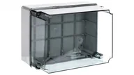 Puszki elektryczne i akcesoria - elettrocanali Puszka natynkowa wysoka z przeźroczystą pokrywą seria 440 IP56 300x220x180 szara EC440C8 EC440C8 - miniaturka - grafika 1
