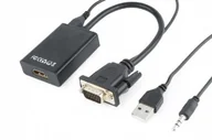 Złącza, przejściówki, adaptery - Gembird Konwerter VGA do HDMI 15 cm czarny A-VGA-HDMI-01 - miniaturka - grafika 1