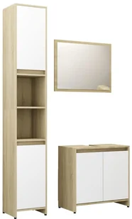 vidaXL vidaXL 3-częściowy zestaw mebli łazienkowych, biel i dąb sonoma, płyta 8720286166406 - Meble łazienkowe - miniaturka - grafika 2