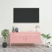 Szafki RTV - vidaXL Szafka pod telewizor różowa 105x35x50 cm stalowa 336238 - miniaturka - grafika 1