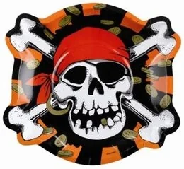 Amscan Talerzyki papierowe "Piraci Jolly Roger", 6 szt 551936 - Naczynia i sztućce jednorazowe - miniaturka - grafika 3