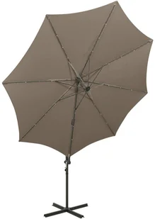 vidaXL Wiszący parasol z lampkami LED i słupkiem, kolor taupe, 300 cm 312339 - Parasole ogrodowe - miniaturka - grafika 5
