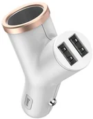 Ładowarki samochodowe - Baseus Y Type Car Charger ładowarka samochodowa 2x USB + gniazdo zapalniczki 3.4A biały CCALL-YX02) 46817-uniw - miniaturka - grafika 1