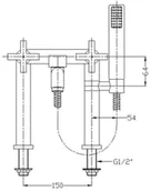 Baterie wannowe i prysznicowe - Omnires Modern Dwuuchwytowa bateria wannowa z zestawem prysznicowym chrom C304-HCR - miniaturka - grafika 1