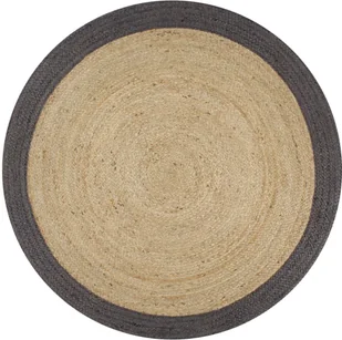 vidaXL Ręcznie wykonany dywanik, juta, ciemnoszara krawędź, 150 cm - Dywany - miniaturka - grafika 2