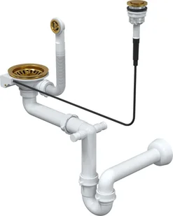 QUADRON Syfon zlewu 90 mm okrągły 1-KOMOROWY AUTOMAT oszczędzający miejsce złoty QUADRON - Syfony - miniaturka - grafika 2