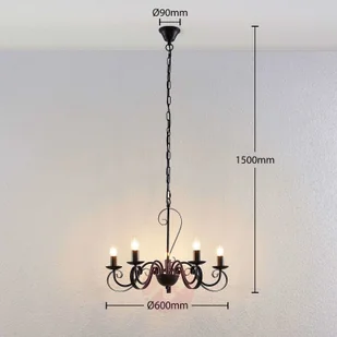 Lindby Shervan żyrandol, 5-punktowy, brązowy - Lampy sufitowe - miniaturka - grafika 4