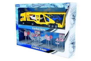 Teama Laweta z naczepą 1:48 zółta + znaki drogowe - Samochody i pojazdy dla dzieci - miniaturka - grafika 2